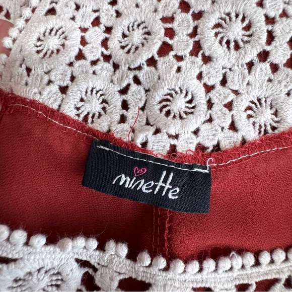 Minette Lace Racer Back Rust Color Sleeveless Blouse - Picture 5 of 5